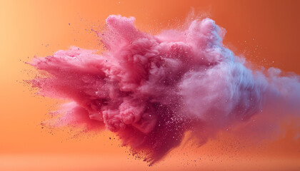 Abstract colorful powder splash background. Colorful powder explosion on solid color background,generative ai