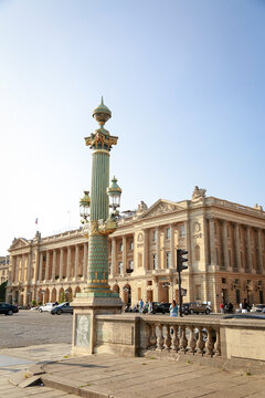 Place de la concorde, paris, france, outdoor with blue summer sky