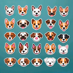 Diseño de pegatinas 3d perritos emoticonos