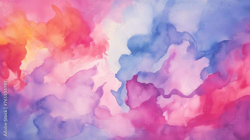 Poster Soft watercolor background with dreamy pink and blue hues