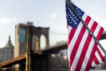 Foto op Aluminium Brooklyn Bridge in New York City, NY. The Brooklyn Bridge is one of the oldest bridges in the United States. © Farid