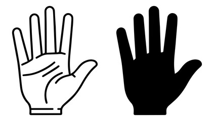 Hand icons set. Black silhouette of hand in flat style, isolated on a white background.