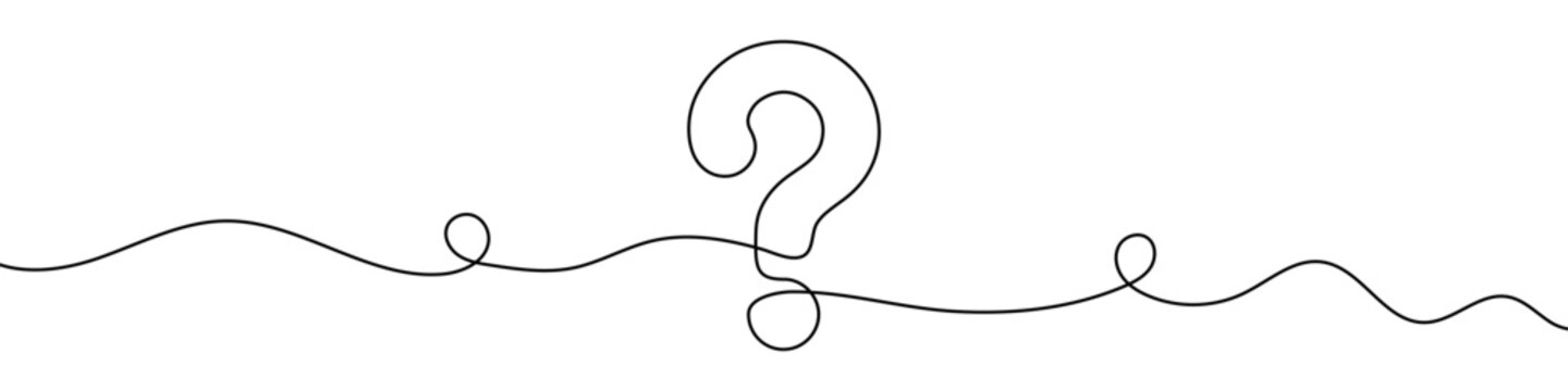 Continuous editable line drawing of question mark. One line drawing background. Vector illustration. Question mark in one line.