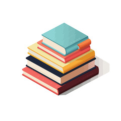 Vector isometric stack of books. Different color 3d