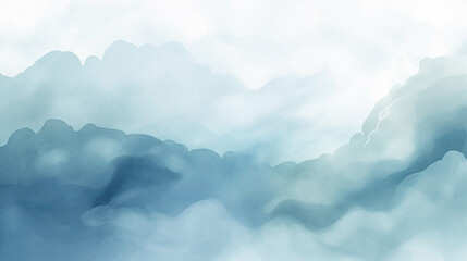 Watercolor background mimicking misty blue mountainous landscapes