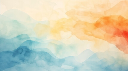 Watercolor background with soft hues of blue and yellow, blending like a pastel sunrise