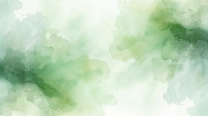 Green watercolor background evoking the serenity of misty forests