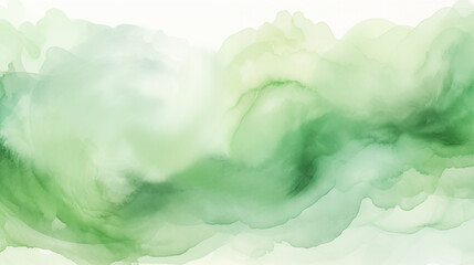 Green watercolor background evoking the serenity of misty forests