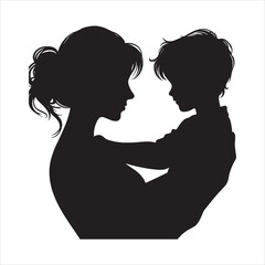 Silhouette Vector design of a mom and child 