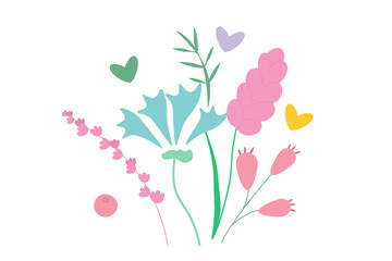 Bouquet of spring flowers for the design of prints and tags