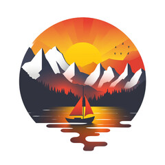 Mountain lake outdoors logo transparent