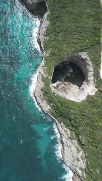 Aerial video over Gueule Grand Gouffre in Marie Galante