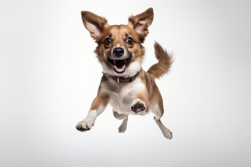 Funny playful dog jumping