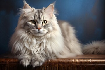 Siberian cat sitting at home