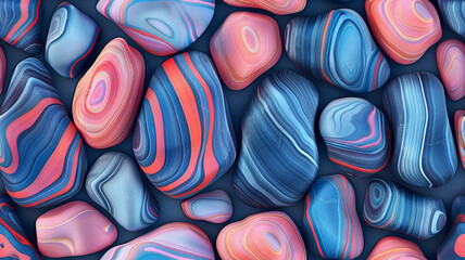 Colorful pebbles background, colored beach stones background, small stones wallpaper, colorful pebbles texture.  - obrazy, fototapety, plakaty
