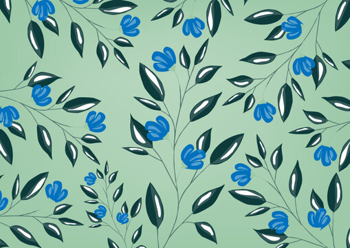 Desenho de estampas florais com fundo verde