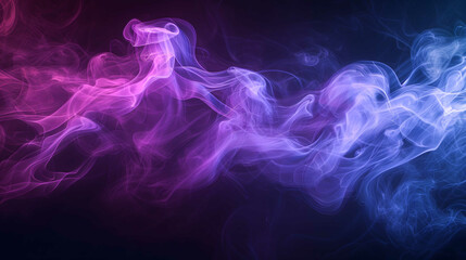 Ethereal swirls of smoke in a gradient of purple to blue colors, giving a mystical and fluid abstract visual effect. - obrazy, fototapety, plakaty