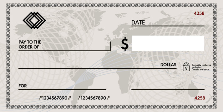 blank check with free space for writing. blank check - vector illustration