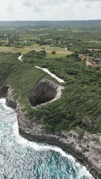 Aerial video over Gueule Grand Gouffre in Marie Galante