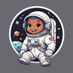 astronaut cartoon Logo Design Very Cool