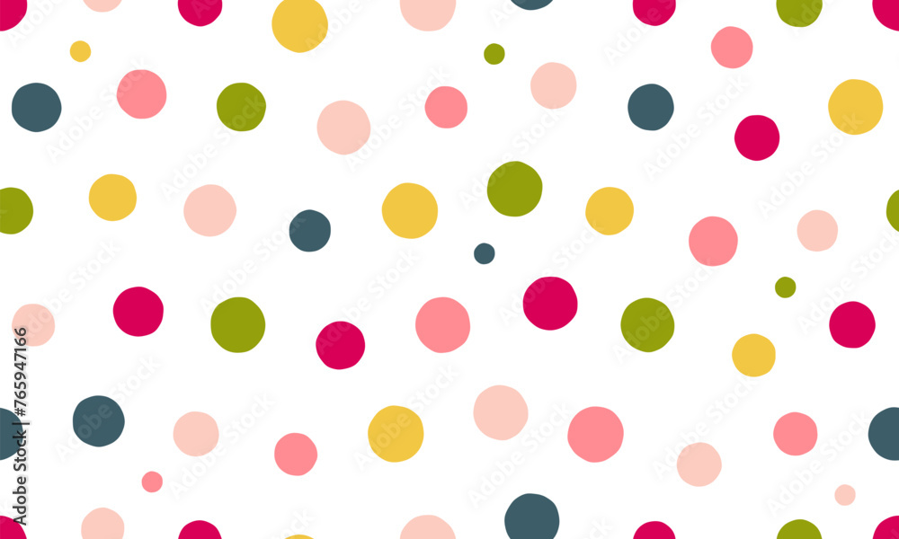 Sticker creative colorful circle doodle seamless pattern. fun minimalist style art backdrop for children or 