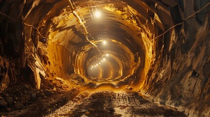 Illuminated underground tunnel