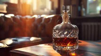 Fototapeten Whiskey in a decanter in a gentleman's room © PhotoHunter