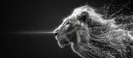 Lion. Digital polygon illustration - obrazy, fototapety, plakaty