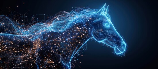 Horse low poly wireframe illustration - obrazy, fototapety, plakaty