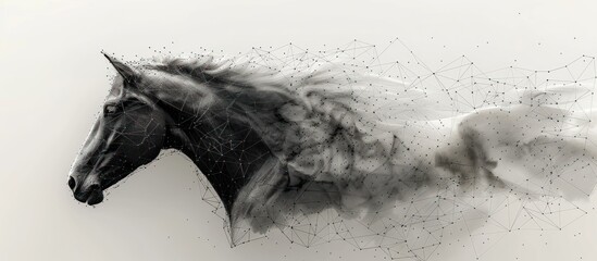 Horse low poly wireframe illustration - obrazy, fototapety, plakaty