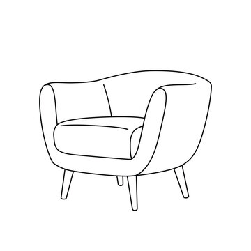 recommend clip art: Armchair outline icon. Chair line illustration. Linear illustration of trendy soft furniture. Vector armchair sketch isolated on white background.