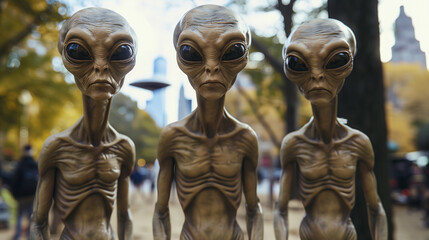 Three aliens look at you and they are think you are totally stupid - obrazy, fototapety, plakaty