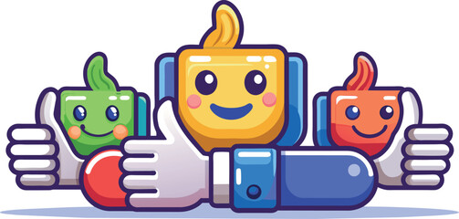 Thumbs up emoticon 3D icons