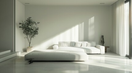 Minimalist house interior design of comfortable living room. AI generated image