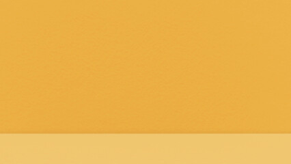 Empty yellow concrete wall with yellow wood floor room studio texture background. The concept of summer holiday backdrop background for product display presentation.