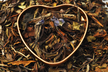 Heart with handmade lavender and lemon balm tea leaves