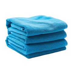 Stack of blue towels isolated on transparent or white background, png