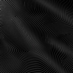 Black abstract background design. Modern wavy line pattern in monochrome colors. Premium stripe texture for banner, business backdrop. Dark horizontal vector template. Generative AI
