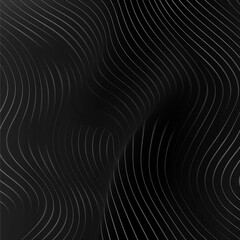 Black abstract background design. Modern wavy line pattern in monochrome colors. Premium stripe texture for banner, business backdrop. Dark horizontal vector template. Generative AI - obrazy, fototapety, plakaty