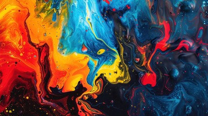Abstract background made using liquid acrylic technique, displaying sparks of joy and pain, rage and celebration