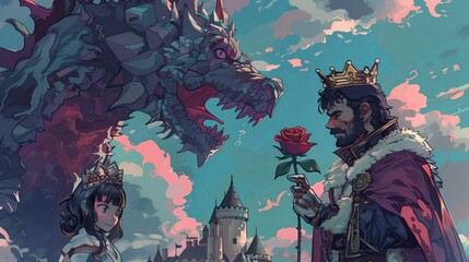 the knight, the dragon and the princess, Sant Jordi ideas, 23th April holyday, Catalonia - obrazy, fototapety, plakaty