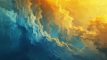 a painting of a cloudy sky with the sun shining through the clouds