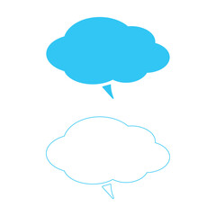 雲形の水色吹き出しセット