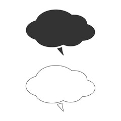 雲形のモノクロ吹き出しセット