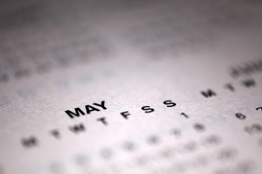 Calendar page - shallow depth of field - focus on May month