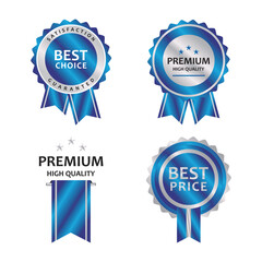 Premium quality, guarantee certificate, best choice and best price, 3d stamps, gold badges and labels, silver and shiny premium badges, vector design templateB