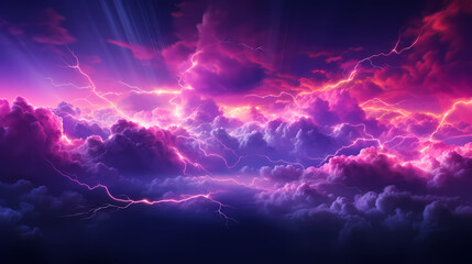 Lightning in the sky, gloomy ominous thunder and lightning background