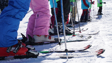 Little skiers are ready to take ski lessons