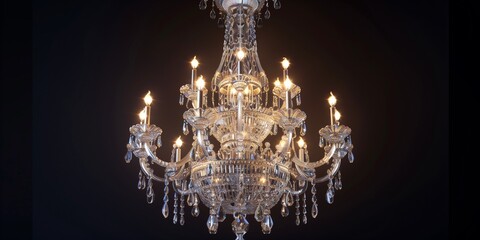 big Cristal chandelier isolated on dark background