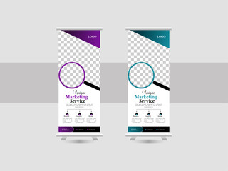 Corporate roll banner or poster design. Abstract design with creative layout template. Marketing, annual meetings, promotions and advertising roll up banner stand.